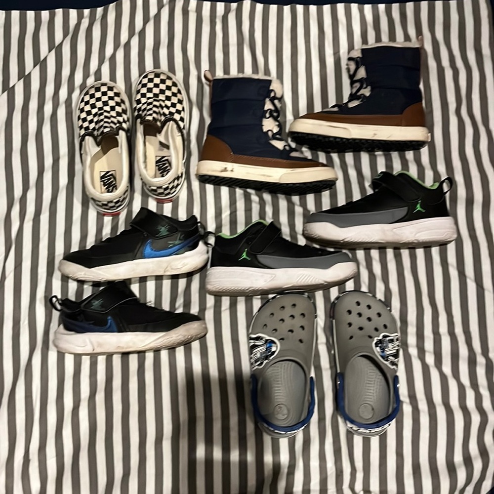 Lot of Toddler Boys Shoes and Boots Nike Jordans Crocs Vans Old Navy size 9